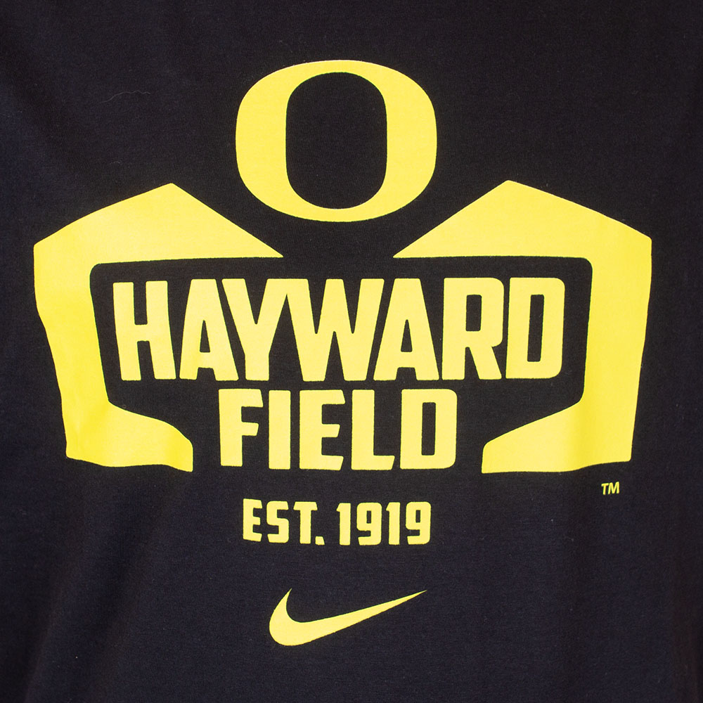 Hayward Field, Nike, Black, Crew Neck, Cotton, Men, Track & Field, Classic Oregon O, T-Shirt, 948557